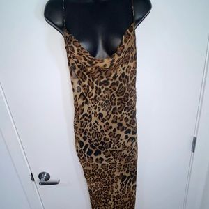 Cowl animal print dress